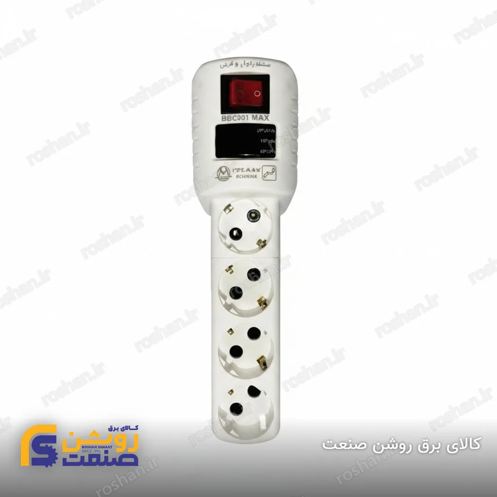 محافظ چهار خروجی دیجیتال سفید با کابل 2 متری (ارت‌دار) (10A)