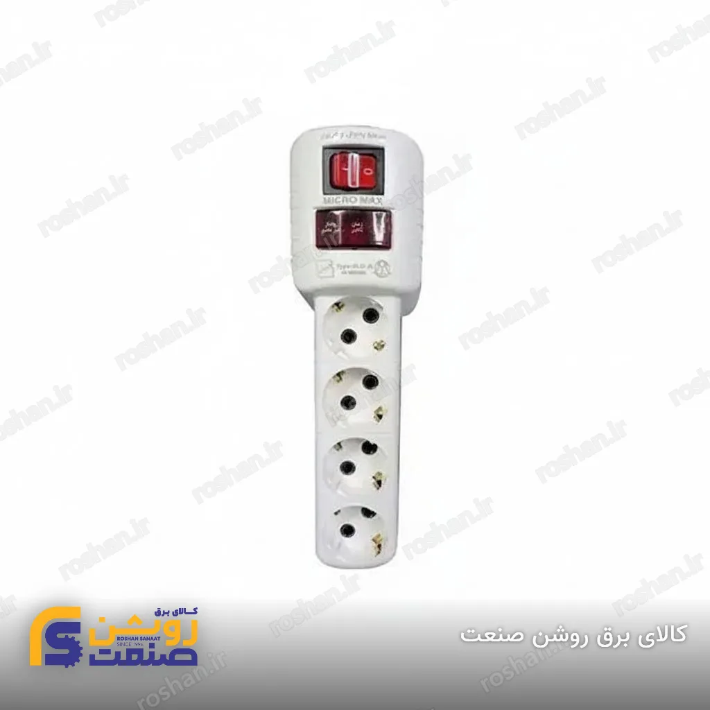 محافظ چهار خروجی آنالوگ سفید با کابل 2 متری (ارت‌دار) (10A)