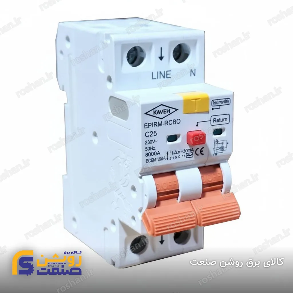 محافظ جان RCBO دو پل 40 تا 63 آمپر تیپ C 30 میلی آمپر