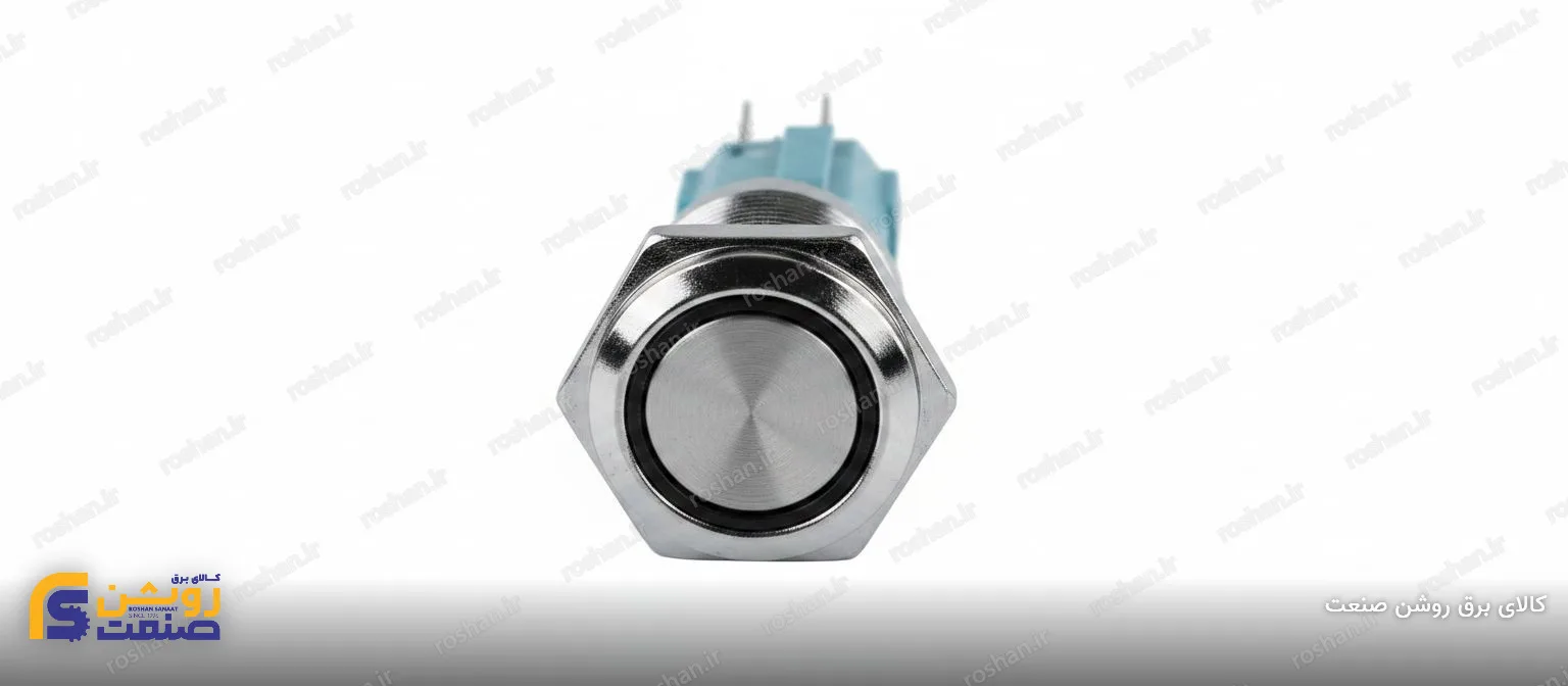 شستی استیل لحظه‌ای 220VAC/24VDC سایز 16 میل (قرمز، سبز، آبی)