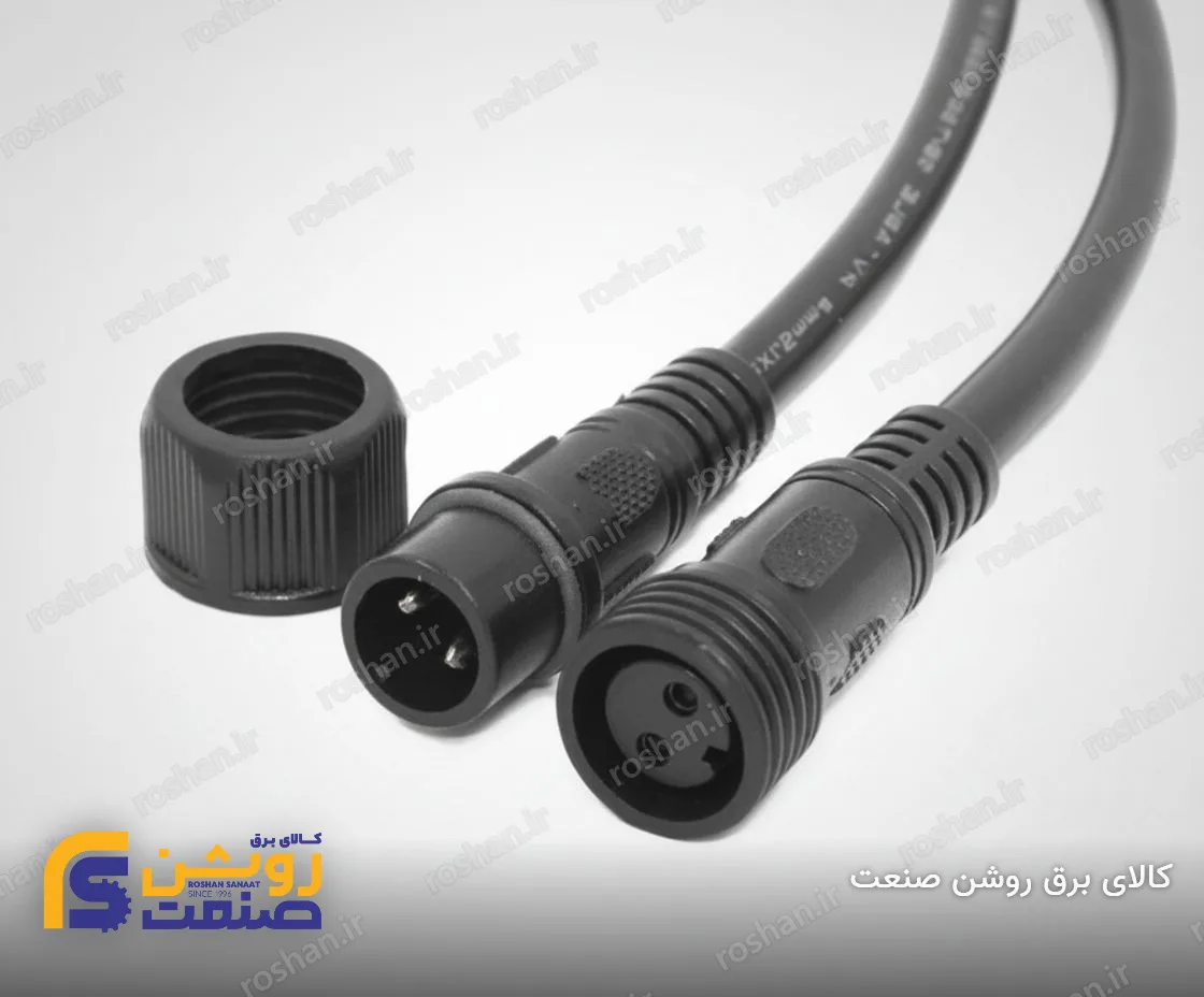 زوج کانکتور 2 پین - کابل 25-PVC (2×1) - مناسب چراغ DC
