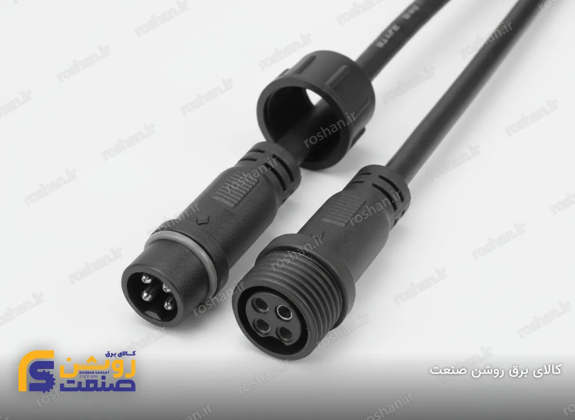 زوج کانکتور 4 پین - کابل 25-PVC (4×0.75) - مناسب چراغ RGB-DC