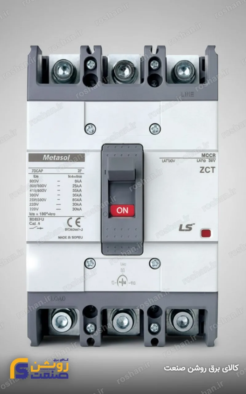 آمپر فریم 160 - 3 پل - VAC 380/415 - 50KA - 160A - تنظیم الکترونیکی: LSI